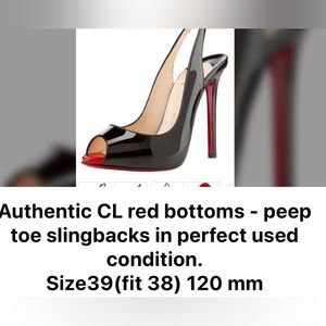 Christian Louboutin peep-toe slingback shoes. Size 39